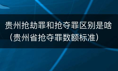 贵州抢劫罪和抢夺罪区别是啥（贵州省抢夺罪数额标准）