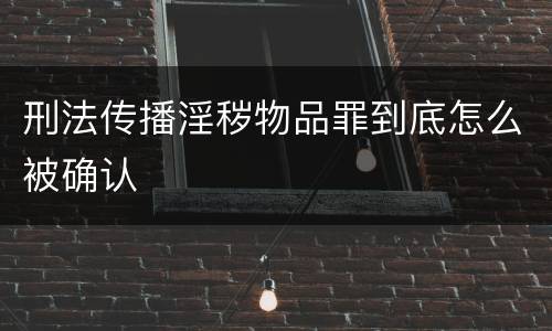 刑法传播淫秽物品罪到底怎么被确认