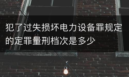 犯了过失损坏电力设备罪规定的定罪量刑档次是多少