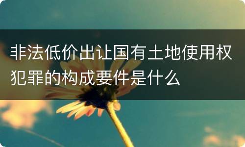 非法低价出让国有土地使用权犯罪的构成要件是什么