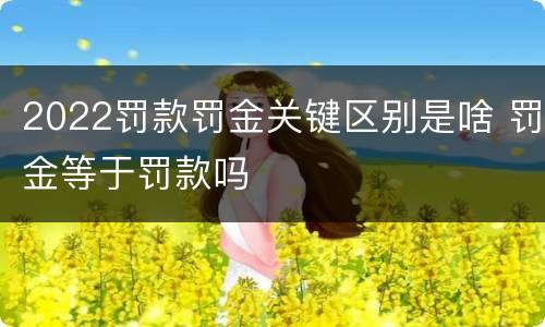 2022罚款罚金关键区别是啥 罚金等于罚款吗