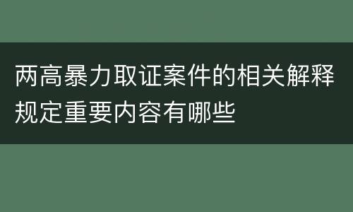 两高暴力取证案件的相关解释规定重要内容有哪些