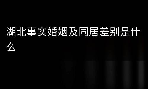 湖北事实婚姻及同居差别是什么