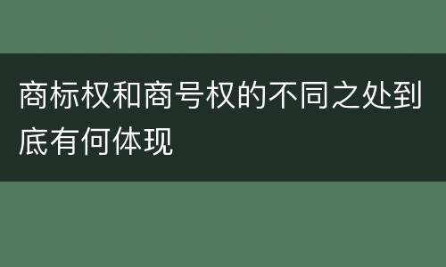 商标权和商号权的不同之处到底有何体现