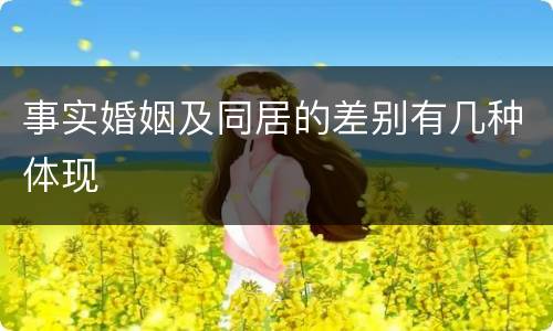 事实婚姻及同居的差别有几种体现