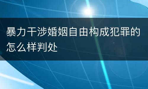 暴力干涉婚姻自由构成犯罪的怎么样判处