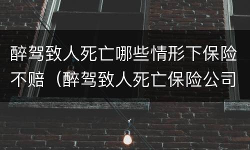 醉驾致人死亡哪些情形下保险不赔（醉驾致人死亡保险公司赔不赔）