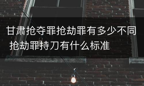 甘肃抢夺罪抢劫罪有多少不同 抢劫罪持刀有什么标准
