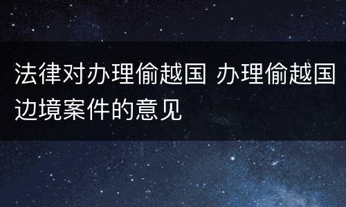 法律对办理偷越国 办理偷越国边境案件的意见