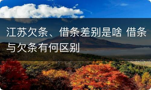 江苏欠条、借条差别是啥 借条与欠条有何区别