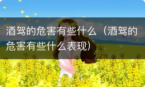 酒驾的危害有些什么（酒驾的危害有些什么表现）