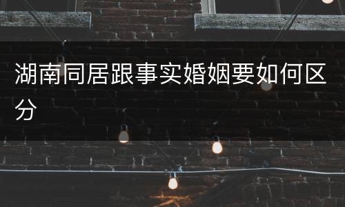 湖南同居跟事实婚姻要如何区分