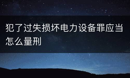 犯了过失损坏电力设备罪应当怎么量刑