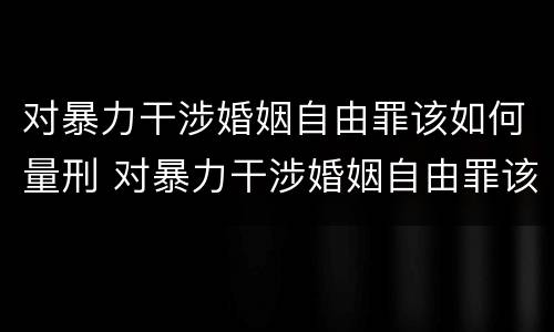 对暴力干涉婚姻自由罪该如何量刑 对暴力干涉婚姻自由罪该如何量刑呢