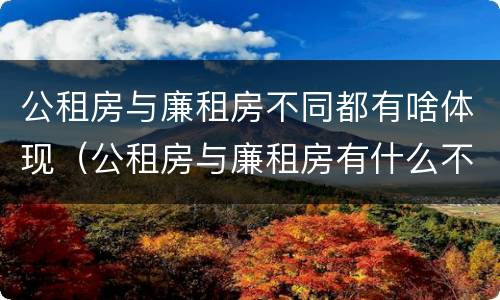 公租房与廉租房不同都有啥体现（公租房与廉租房有什么不同）