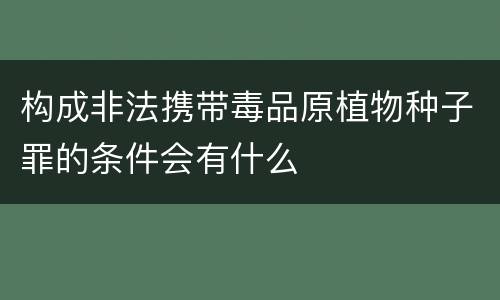 构成非法携带毒品原植物种子罪的条件会有什么