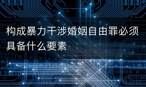 构成暴力干涉婚姻自由罪必须具备什么要素