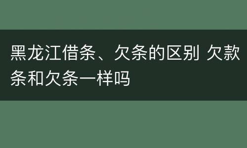 黑龙江借条、欠条的区别 欠款条和欠条一样吗