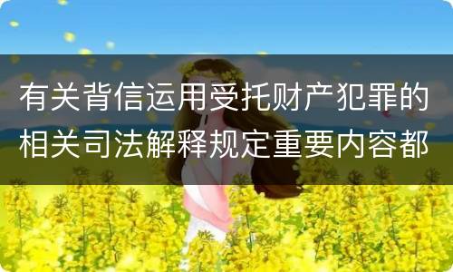 有关背信运用受托财产犯罪的相关司法解释规定重要内容都有哪些