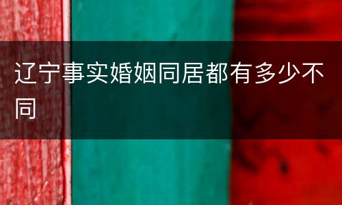 辽宁事实婚姻同居都有多少不同
