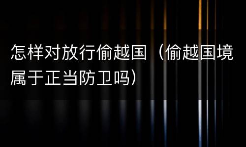 怎样对放行偷越国（偷越国境属于正当防卫吗）