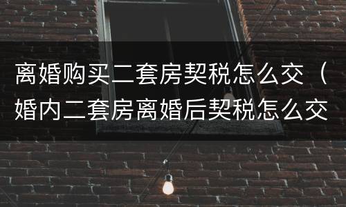 离婚购买二套房契税怎么交（婚内二套房离婚后契税怎么交）