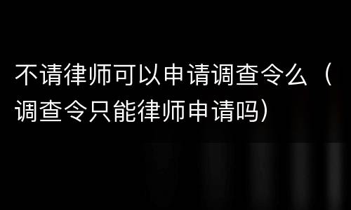 不请律师可以申请调查令么（调查令只能律师申请吗）