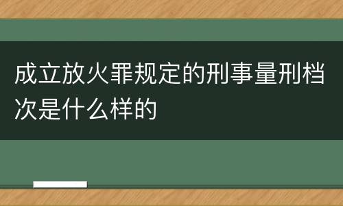成立放火罪规定的刑事量刑档次是什么样的