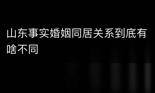 山东事实婚姻同居关系到底有啥不同