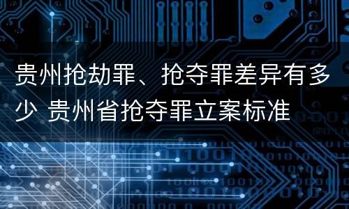 贵州抢劫罪、抢夺罪差异有多少 贵州省抢夺罪立案标准