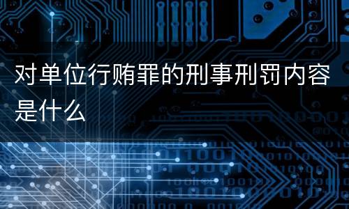 对单位行贿罪的刑事刑罚内容是什么