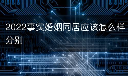2022事实婚姻同居应该怎么样分别