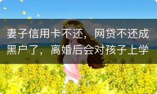 妻子信用卡不还，网贷不还成黑户了，离婚后会对孩子上学有影响吗