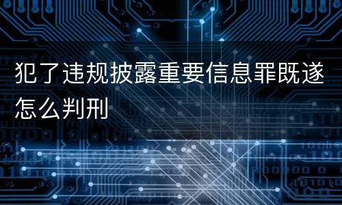 犯了违规披露重要信息罪既遂怎么判刑