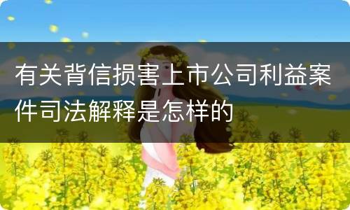 有关背信损害上市公司利益案件司法解释是怎样的