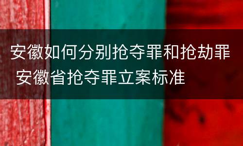 安徽如何分别抢夺罪和抢劫罪 安徽省抢夺罪立案标准
