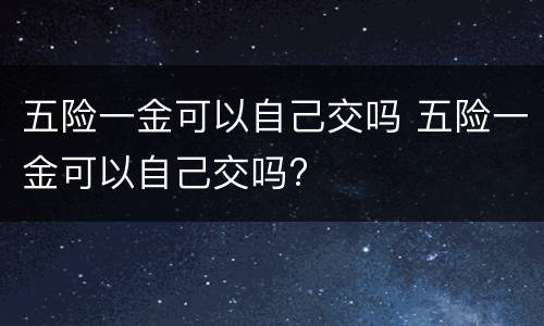 五险一金可以自己交吗 五险一金可以自己交吗?