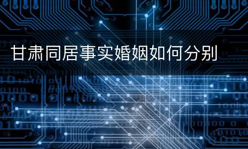 甘肃同居事实婚姻如何分别