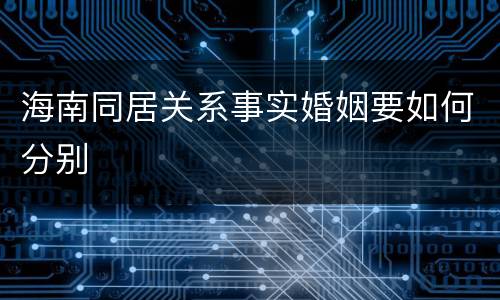 海南同居关系事实婚姻要如何分别