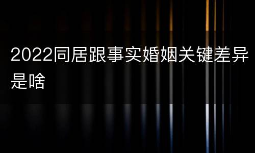 2022同居跟事实婚姻关键差异是啥