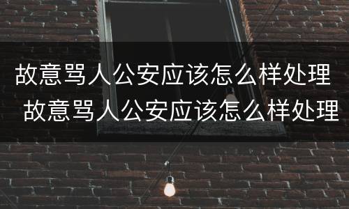 故意骂人公安应该怎么样处理 故意骂人公安应该怎么样处理呢