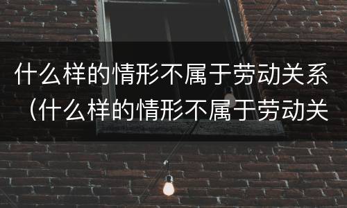 什么样的情形不属于劳动关系（什么样的情形不属于劳动关系范畴）