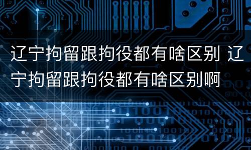 辽宁拘留跟拘役都有啥区别 辽宁拘留跟拘役都有啥区别啊