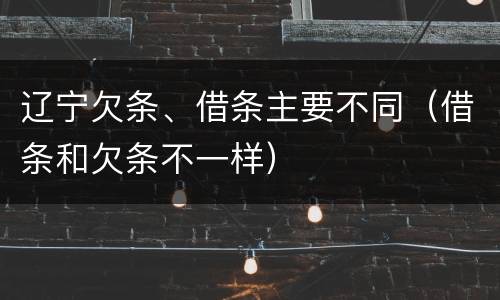 辽宁欠条、借条主要不同（借条和欠条不一样）