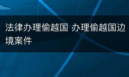 法律办理偷越国 办理偷越国边境案件