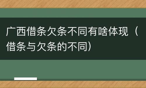 广西借条欠条不同有啥体现（借条与欠条的不同）