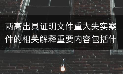 两高出具证明文件重大失实案件的相关解释重要内容包括什么
