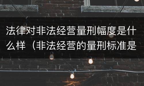 法律对非法经营量刑幅度是什么样（非法经营的量刑标准是什么）