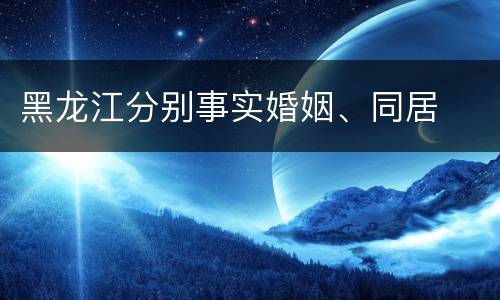 黑龙江分别事实婚姻、同居