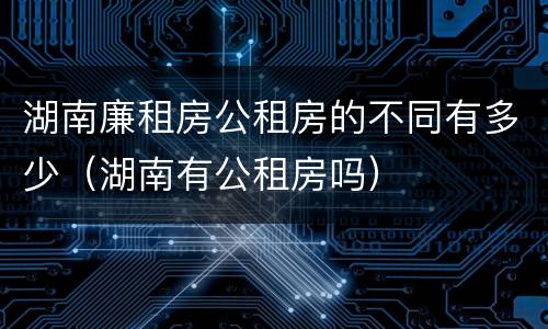 湖南廉租房公租房的不同有多少（湖南有公租房吗）